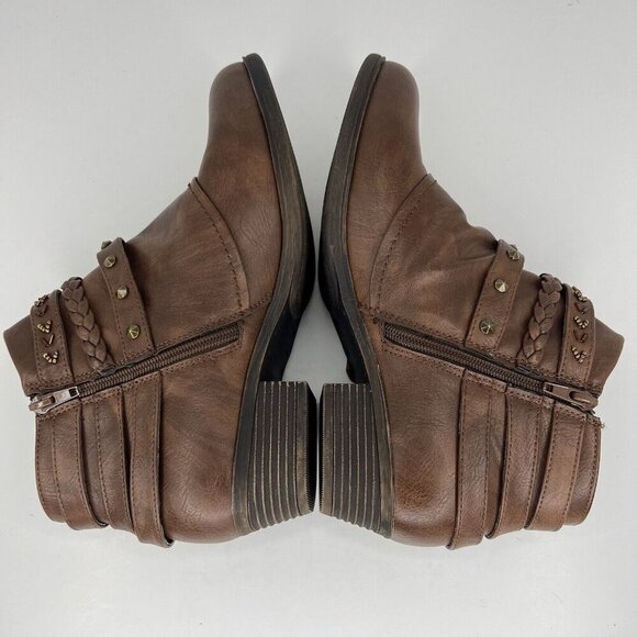 Rampage Tabitha Womens Size 9M Rich Brown Triple Buckle Side Zipper Ankle Boot - Picture 6 of 9